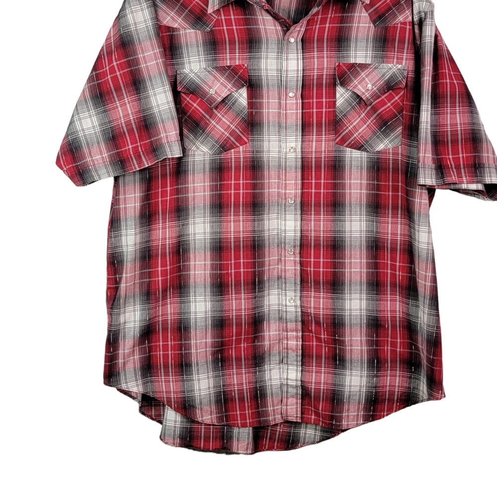 Ely Cattleman Plaid Shimmer Vintage Ranchwear Western Pearl Snap Shirt XXL - Picture 2 of 11